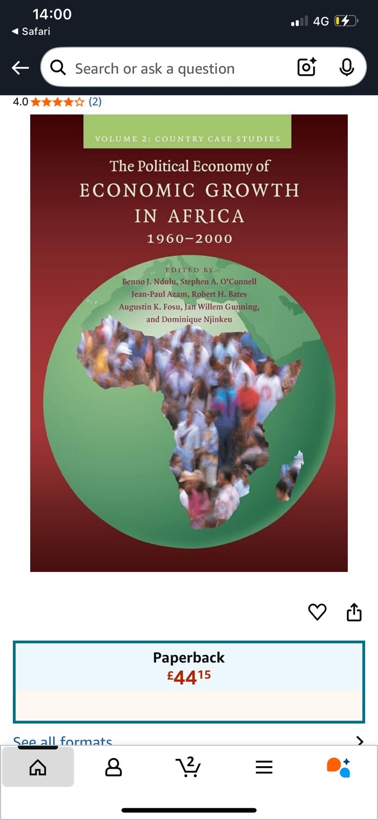 The Political Economy of Economic Growth in Africa 1960-2000 Cambridge Univ